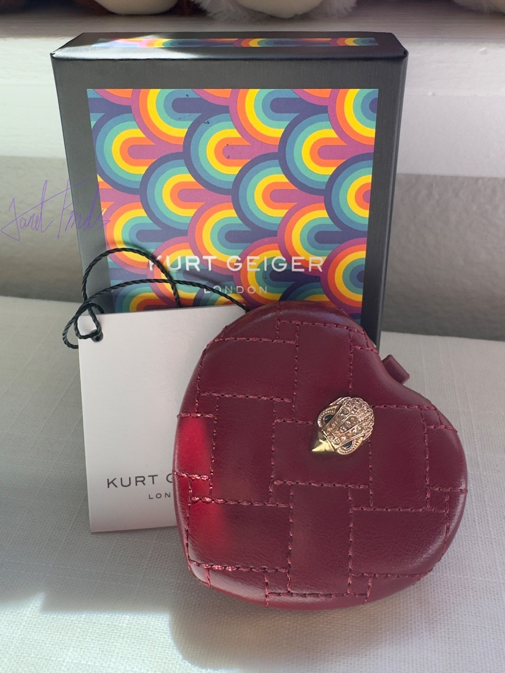 NWT 💝 Kurt Geiger London Red Kensington Heart Mirror Bag Charm
